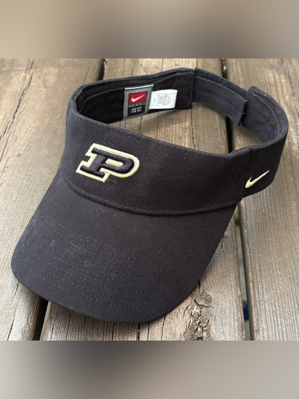Vintage Y2K Nike Purdue University Boilermakers Black Visor Hat OSFA EUC